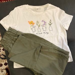 Girls shirt with pants . Brand new never worn. Size 8 Y